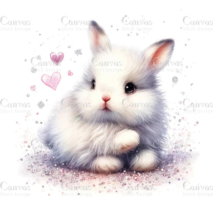 Watercolour White Rabbit, Baby Animals, Animal Clipart, Watercolor Animals, Animal Stickers, Summer Clipart, Fantasy Clipart