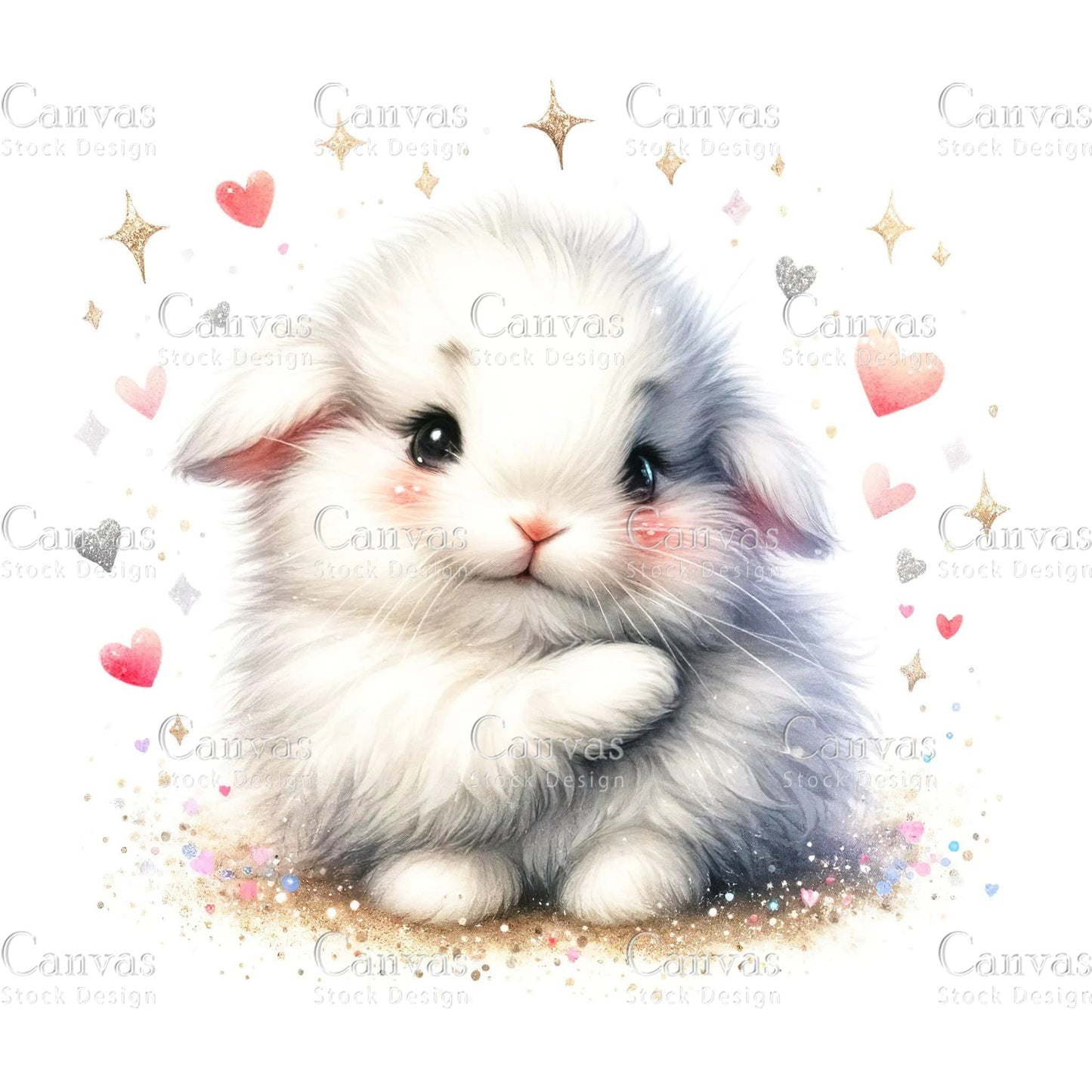 Watercolour White Rabbit, Baby Animals, Animal Clipart, Watercolor Animals, Animal Stickers, Summer Clipart, Fantasy Clipart