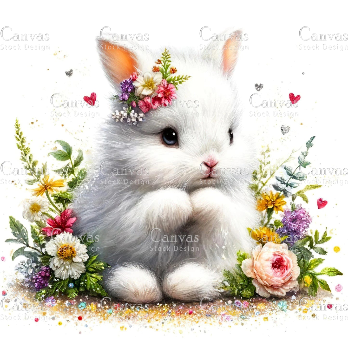 Watercolour White Rabbit, Baby Animals, Animal Clipart, Watercolor Animals, Animal Stickers, Summer Clipart, Fantasy Clipart