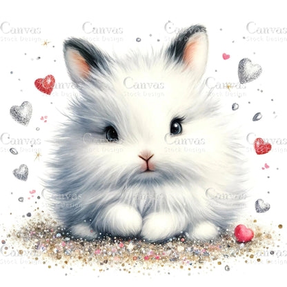 Watercolour White Rabbit, Baby Animals, Animal Clipart, Watercolor Animals, Animal Stickers, Summer Clipart, Fantasy Clipart