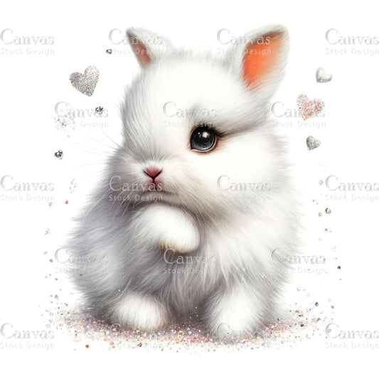 Watercolour White Rabbit, Baby Animals, Animal Clipart, Watercolor Animals, Animal Stickers, Summer Clipart, Fantasy Clipart