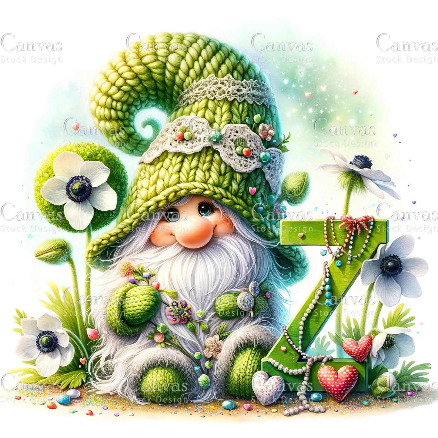 Watercolor Garden Gnome, Flower Gnome, Summer Gnome, Elf Clipart, Spring Clipart, Watercolour Clipart, Fantasy Clipart