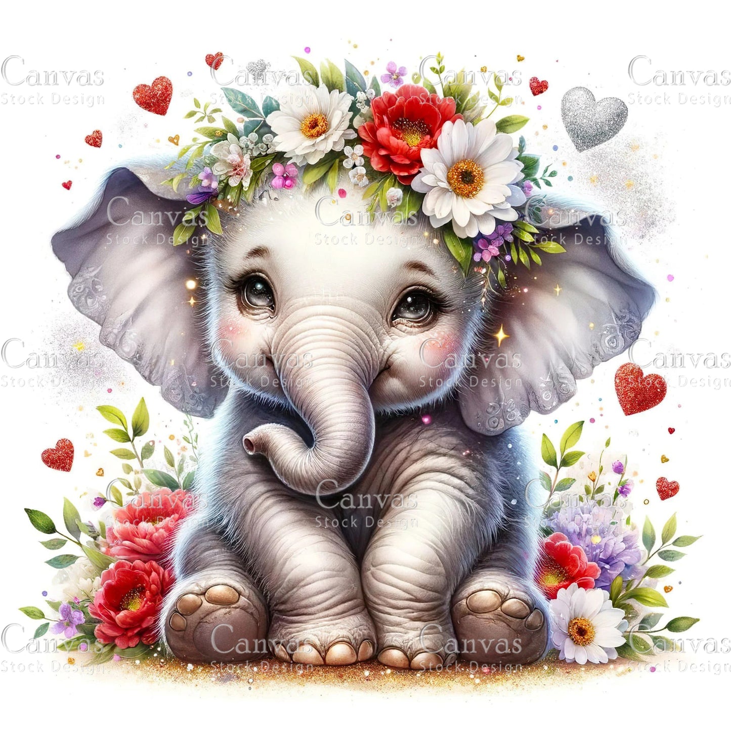 Watercolour Elephant Clipart, Baby Animals, Animal Clipart, Watercolor Animals, Animal Stickers, Summer Clipart, Fantasy Clipart