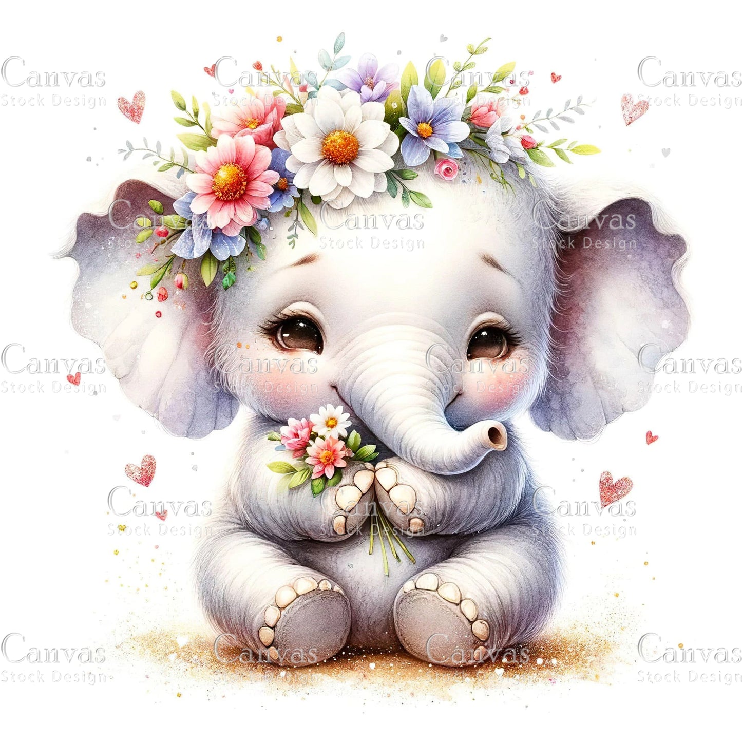 Watercolour Elephant Clipart, Baby Animals, Animal Clipart, Watercolor Animals, Animal Stickers, Summer Clipart, Fantasy Clipart