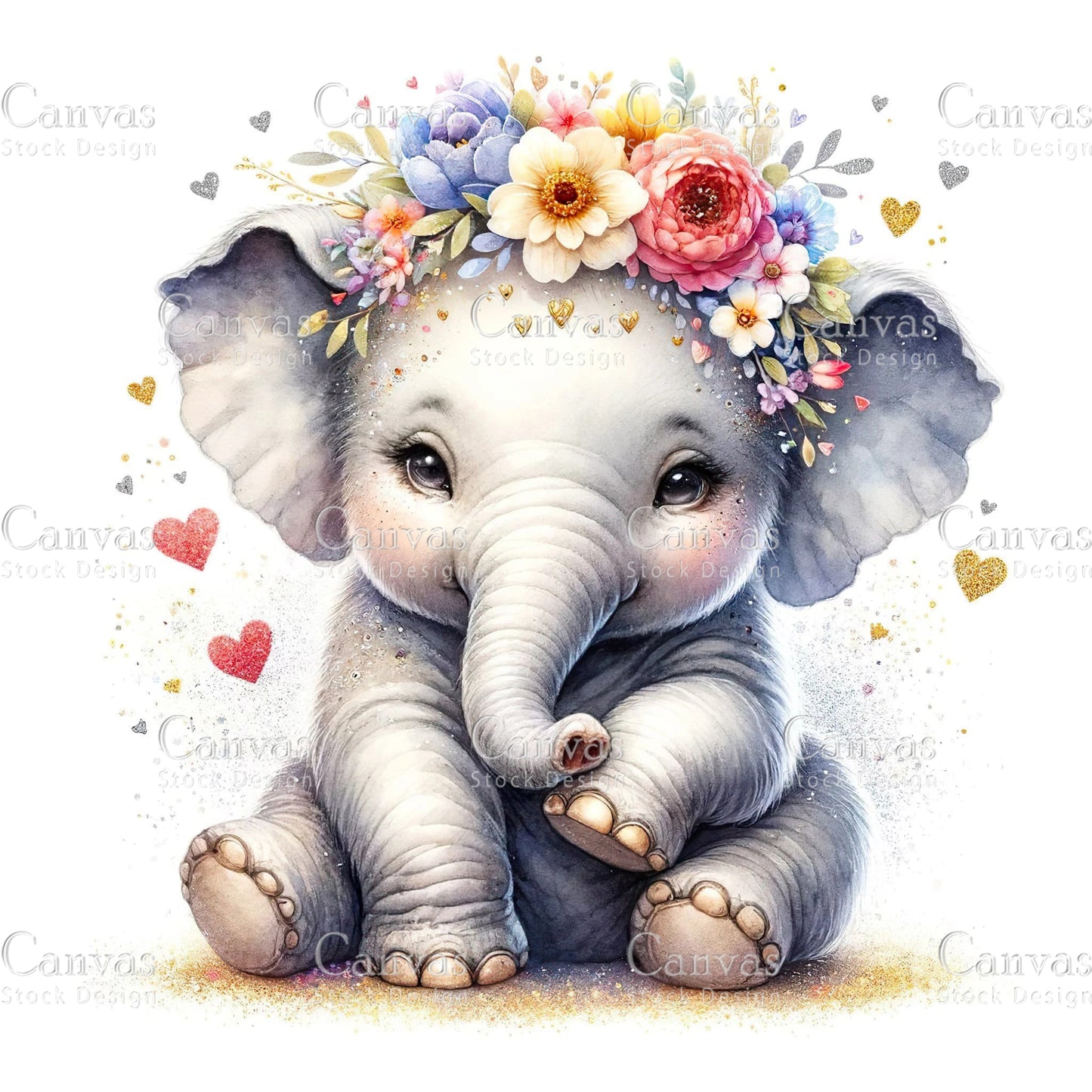 Watercolour Elephant Clipart, Baby Animals, Animal Clipart, Watercolor Animals, Animal Stickers, Summer Clipart, Fantasy Clipart