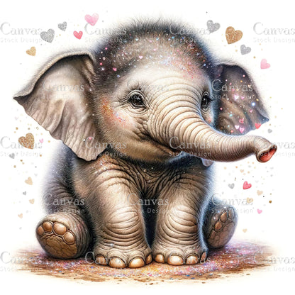 Watercolour Elephant Clipart, Baby Animals, Animal Clipart, Watercolor Animals, Animal Stickers, Summer Clipart, Fantasy Clipart