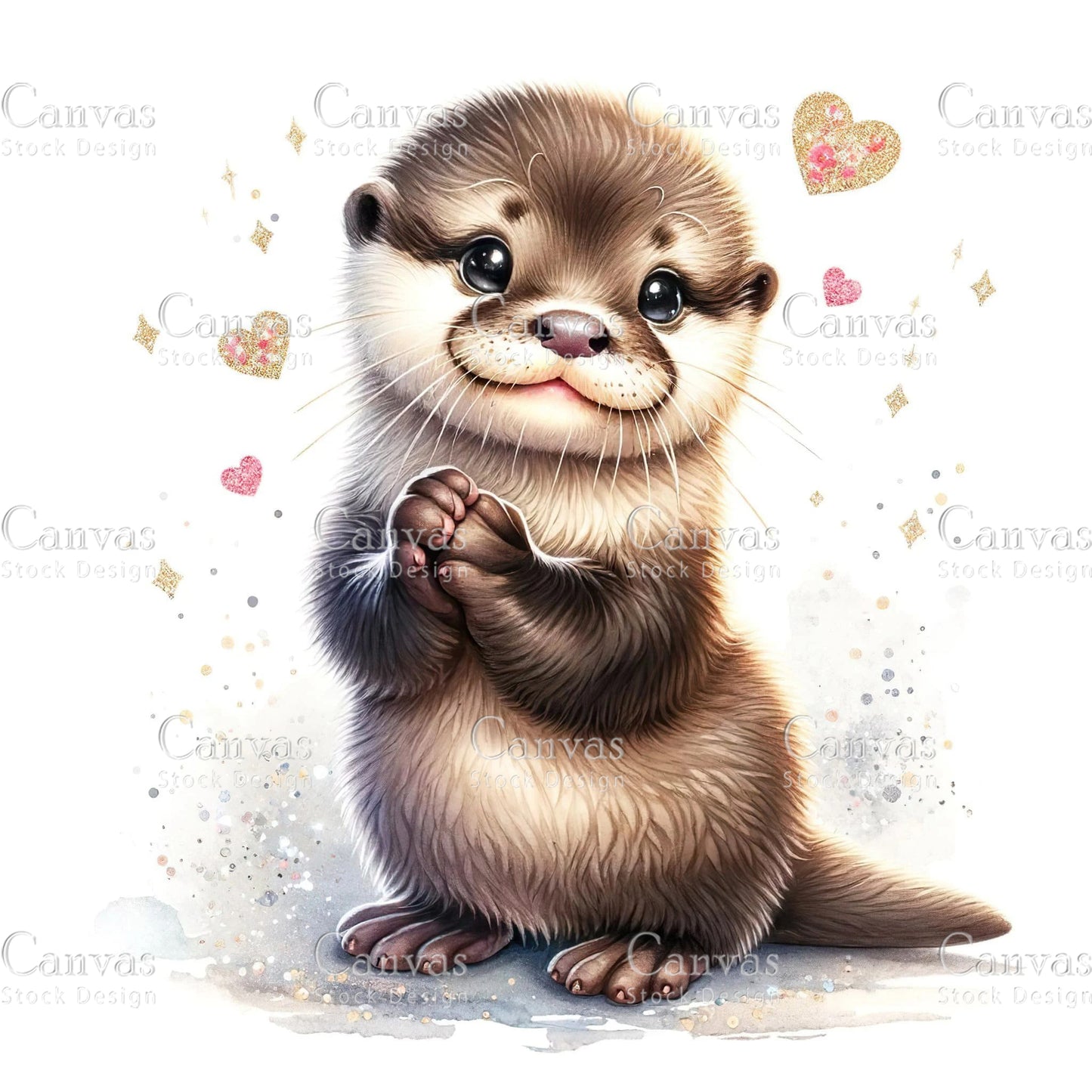 Watercolour Otter Clipart, Baby Animals, Animal Clipart, Watercolor Animals, Animal Stickers, Summer Clipart, Fantasy Clipart