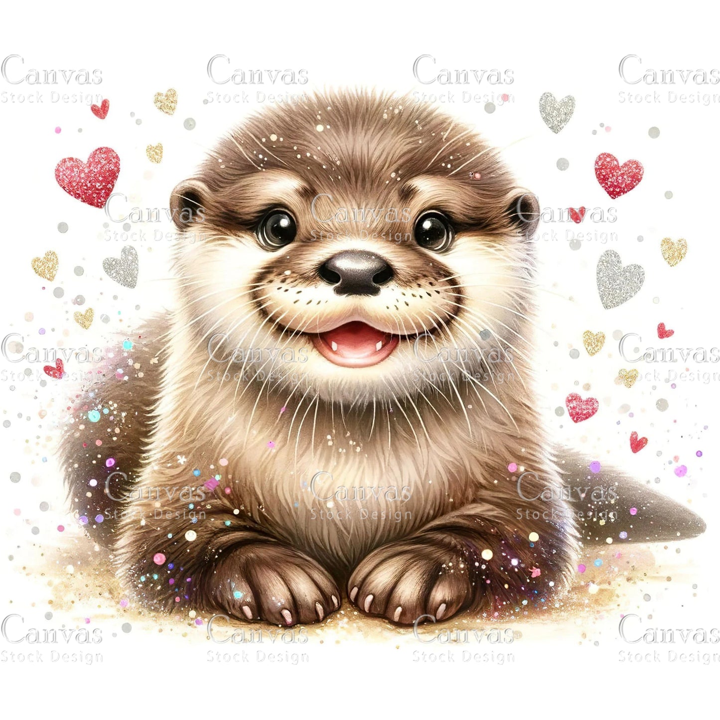 Watercolour Otter Clipart, Baby Animals, Animal Clipart, Watercolor Animals, Animal Stickers, Summer Clipart, Fantasy Clipart