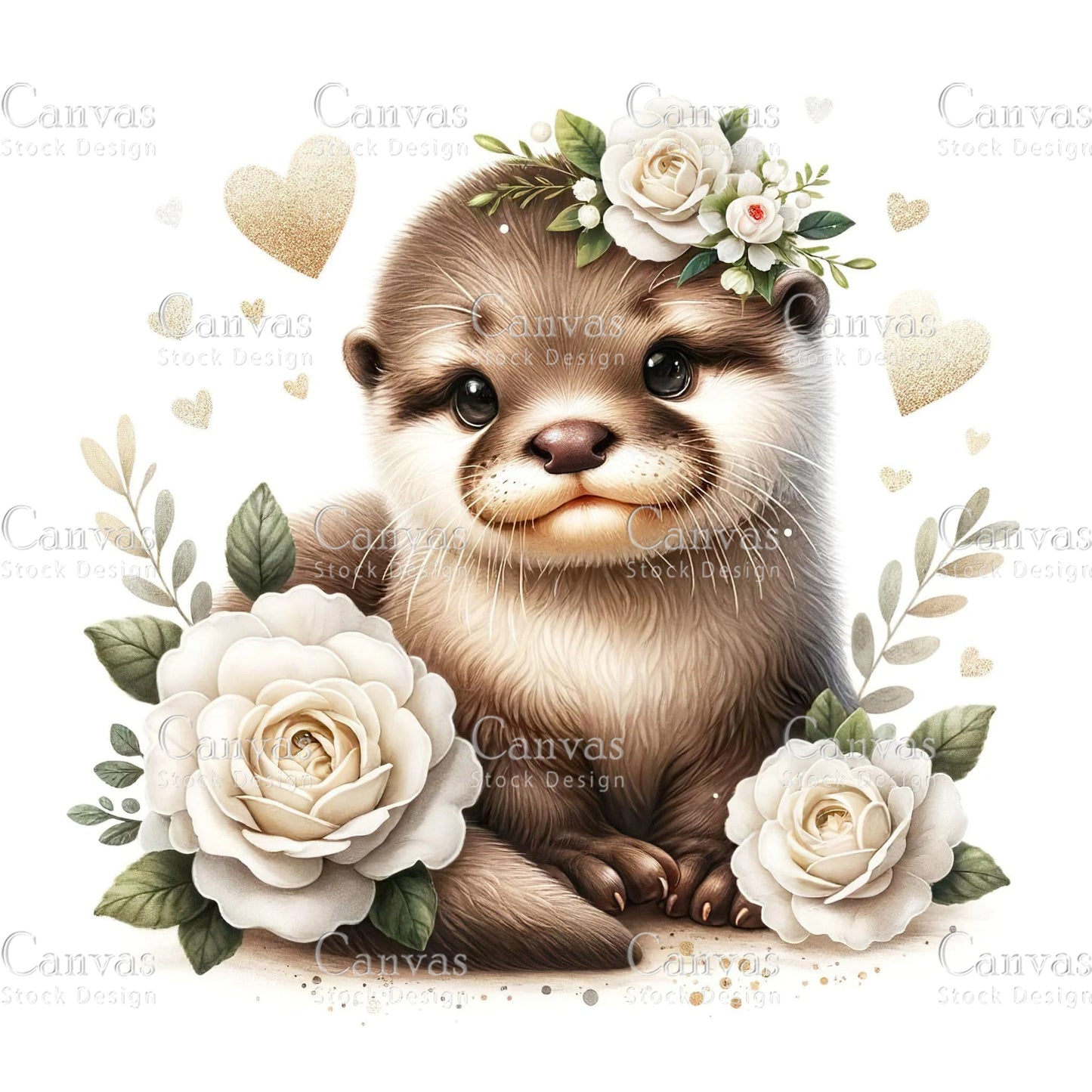 Watercolour Otter Clipart, Baby Animals, Animal Clipart, Watercolor Animals, Animal Stickers, Summer Clipart, Fantasy Clipart