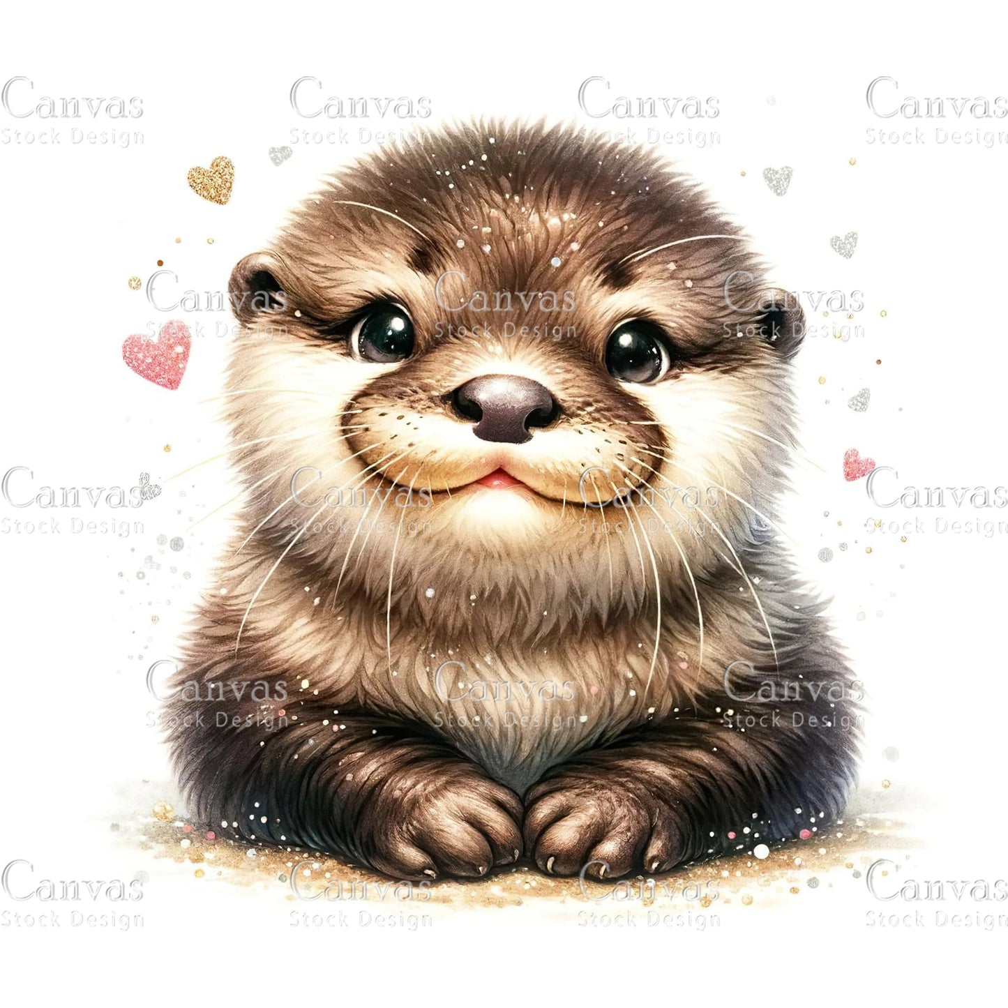 Watercolour Otter Clipart, Baby Animals, Animal Clipart, Watercolor Animals, Animal Stickers, Summer Clipart, Fantasy Clipart