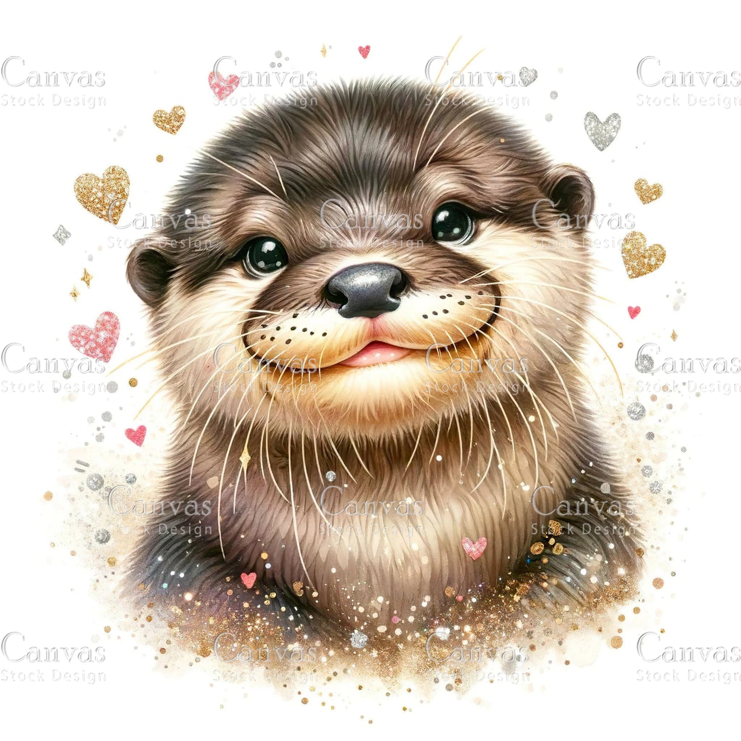 Watercolour Otter Clipart, Baby Animals, Animal Clipart, Watercolor Animals, Animal Stickers, Summer Clipart, Fantasy Clipart