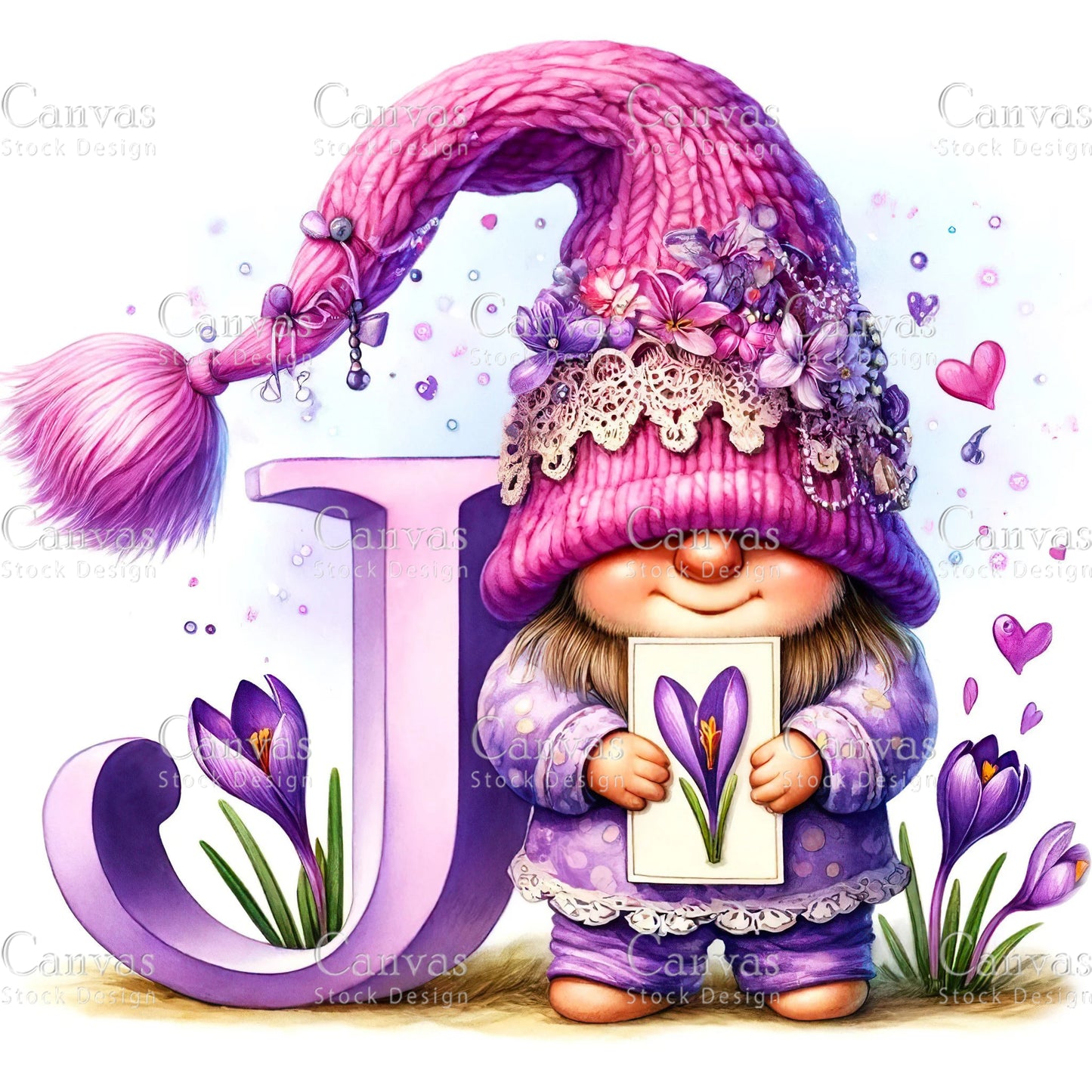 Watercolor Garden Gnome, Flower Gnome, Summer Gnome, Elf Clipart, Spring Clipart, Watercolour Clipart, Fantasy Clipart