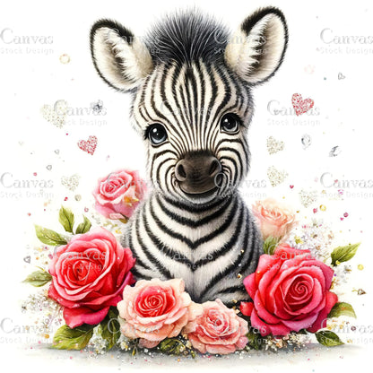 Watercolour Zebra, Zebra Clipart, Spring Clipart, Summer Clipart, Animal Clipart, Watercolor Animal, Animal Stickers, Fantasy Clipart