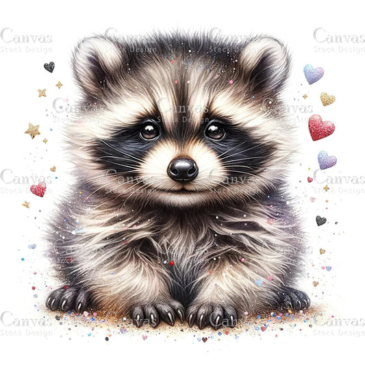 Watercolour Raccoon, Raccoon Clipart, Spring Clipart, Summer Clipart, Animal Clipart, Watercolor Animals, Animal Stickers