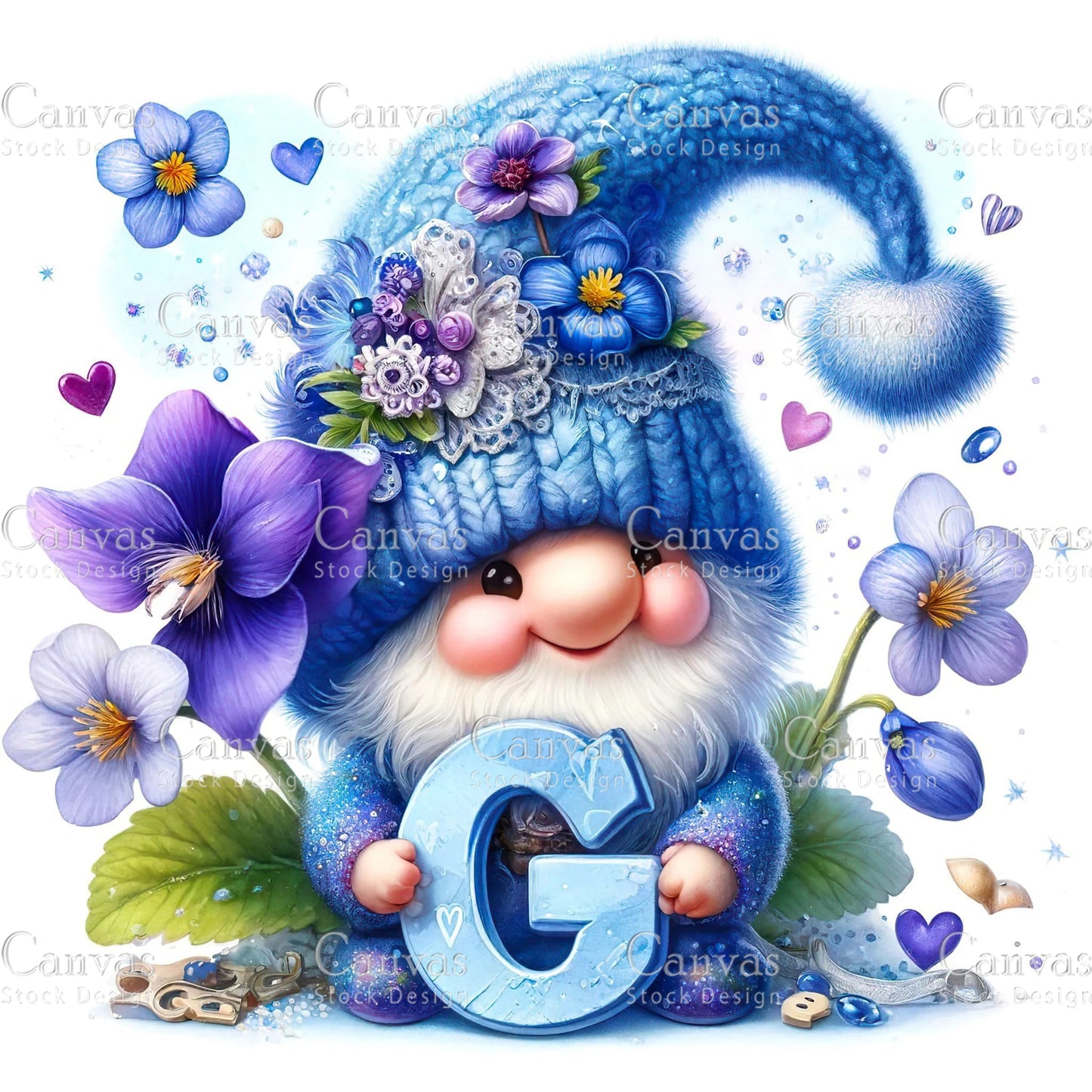 Watercolor Garden Gnome, Flower Gnome, Summer Gnome, Elf Clipart, Spring Clipart, Watercolour Clipart, Fantasy Clipart