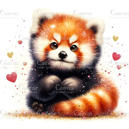 Watercolour Red Panda Clipart, Baby Animals, Animal Clipart, Watercolor Animals, Animal Stickers, Summer Clipart, Fantasy Clipart