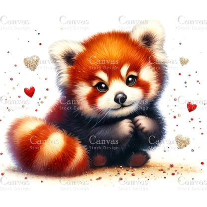 Watercolour Red Panda Clipart, Baby Animals, Animal Clipart, Watercolor Animals, Animal Stickers, Summer Clipart, Fantasy Clipart