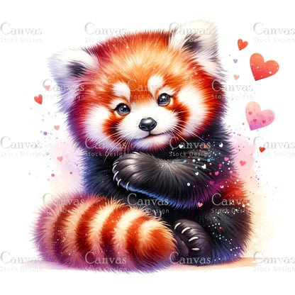 Watercolour Red Panda Clipart, Baby Animals, Animal Clipart, Watercolor Animals, Animal Stickers, Summer Clipart, Fantasy Clipart