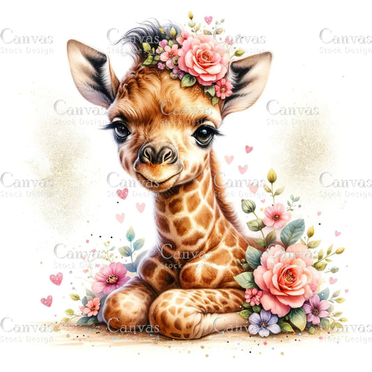 Watercolour Giraffe Clipart, Baby Animals, Animal Clipart, Watercolor Animals, Animal Stickers, Summer Clipart, Fantasy Clipart