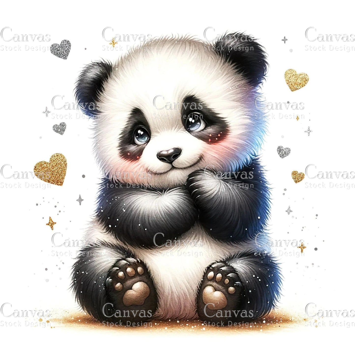 Watercolour Panda, Baby Animals, Animal Clipart, Watercolor Animals, Animal Stickers, Spring Clipart, Summer Clipart, Fantasy Clipart