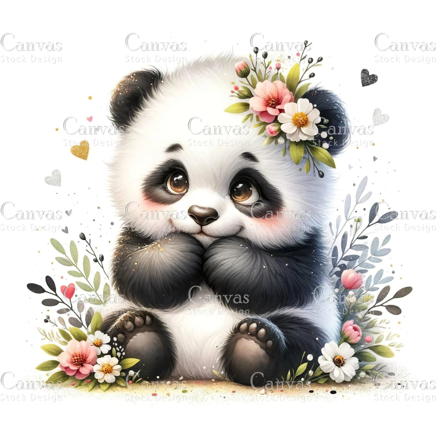 Watercolour Panda, Baby Animals, Animal Clipart, Watercolor Animals, Animal Stickers, Spring Clipart, Summer Clipart, Fantasy Clipart