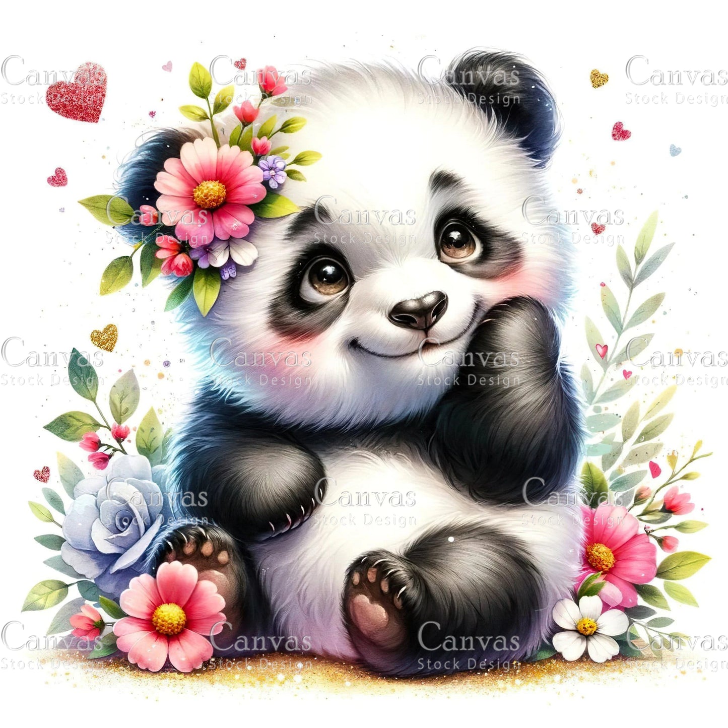 Watercolour Panda, Baby Animals, Animal Clipart, Watercolor Animals, Animal Stickers, Spring Clipart, Summer Clipart, Fantasy Clipart