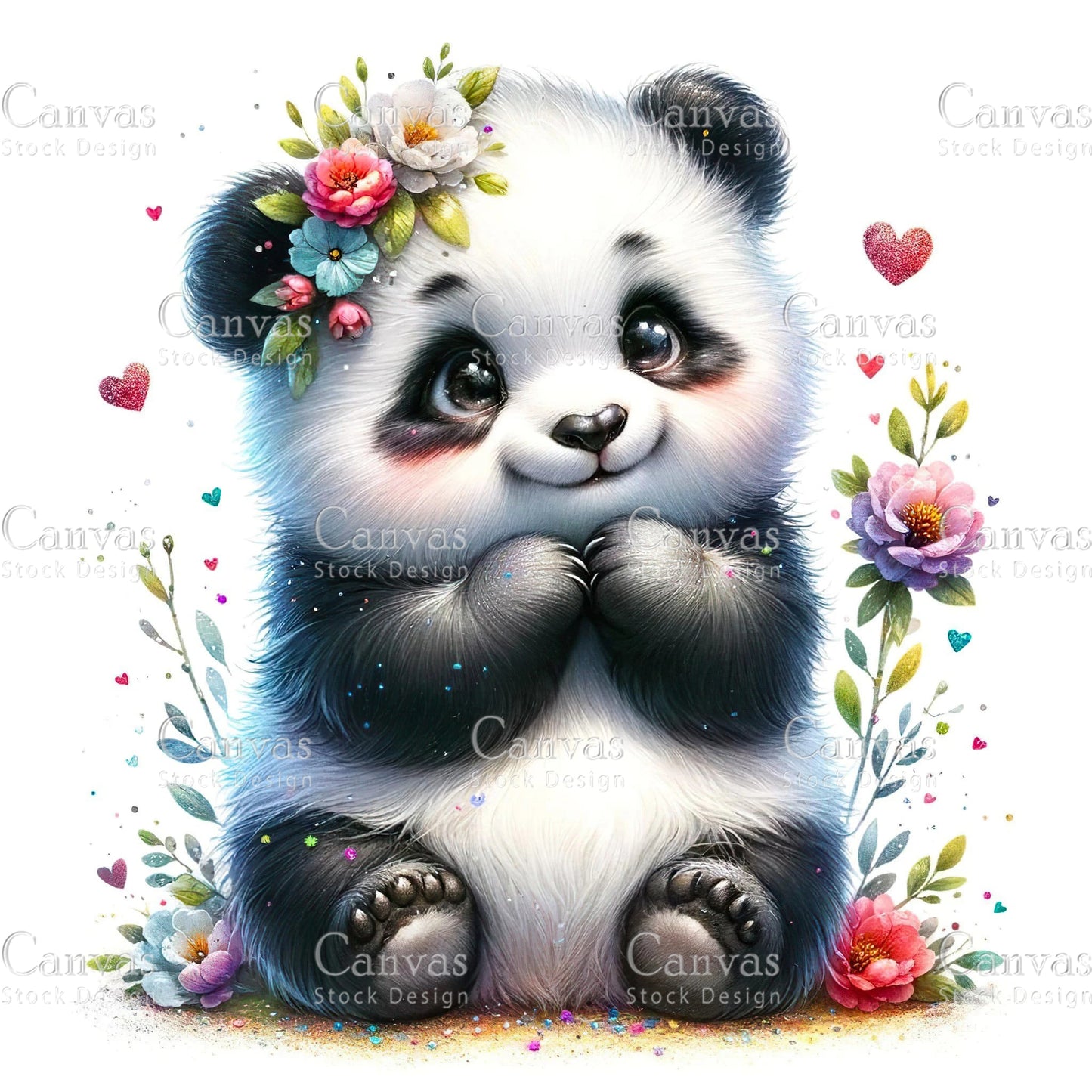 Watercolour Panda, Baby Animals, Animal Clipart, Watercolor Animals, Animal Stickers, Spring Clipart, Summer Clipart, Fantasy Clipart