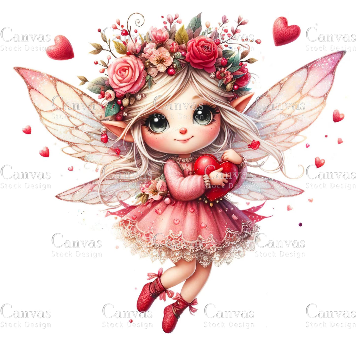 Watercolor Valentines fairy clipart, Spring clipart, Fairy printables, Fantasy clipart, Valentines crafts, Valentines clipart