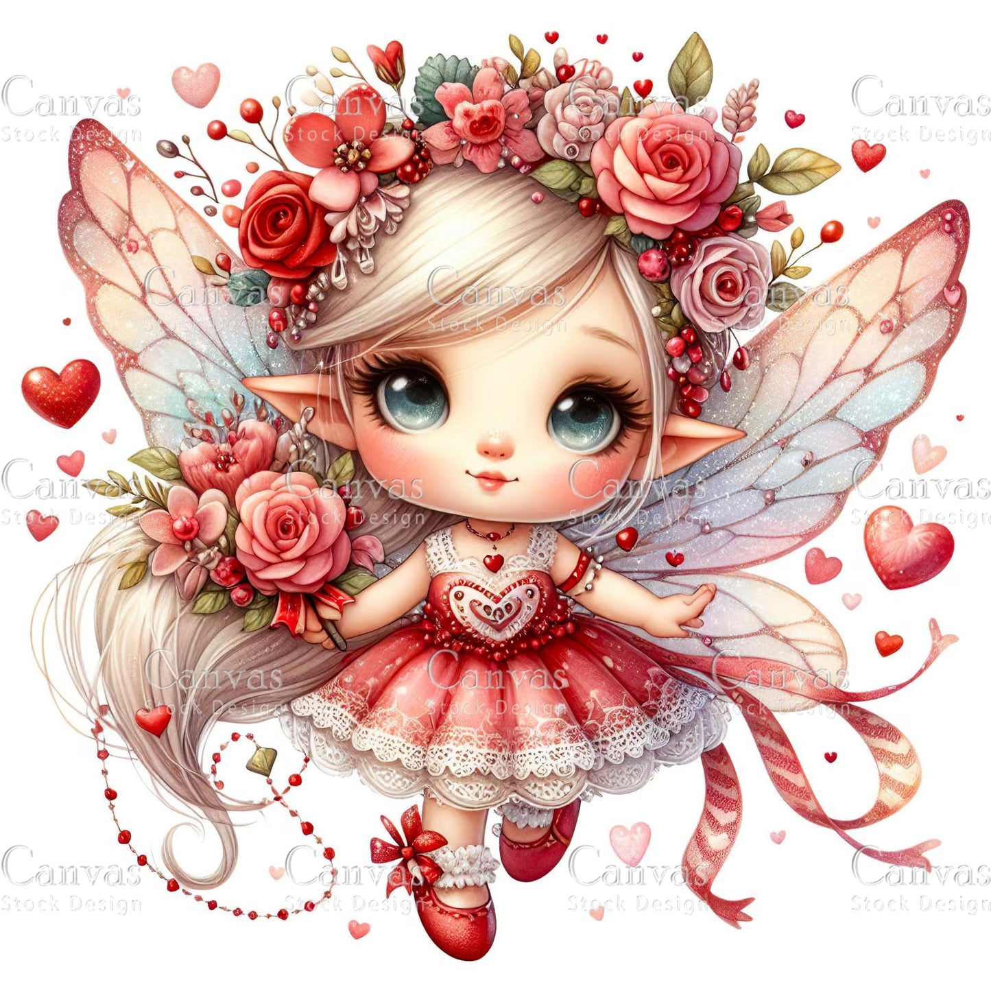 Watercolor Valentines fairy clipart, Spring clipart, Fairy printables, Fantasy clipart, Valentines crafts, Valentines clipart