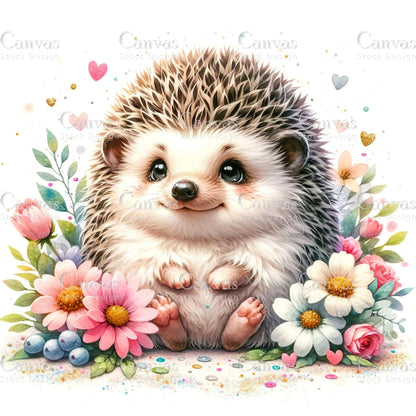 Watercolour Hedgehog, Baby Animals, Animal Clipart, Watercolor Animals, Animal Stickers, Summer Clipart, Fantasy Clipart