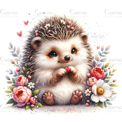 Watercolour Hedgehog, Baby Animals, Animal Clipart, Watercolor Animals, Animal Stickers, Summer Clipart, Fantasy Clipart