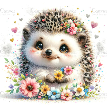 Watercolour Hedgehog, Baby Animals, Animal Clipart, Watercolor Animals, Animal Stickers, Summer Clipart, Fantasy Clipart