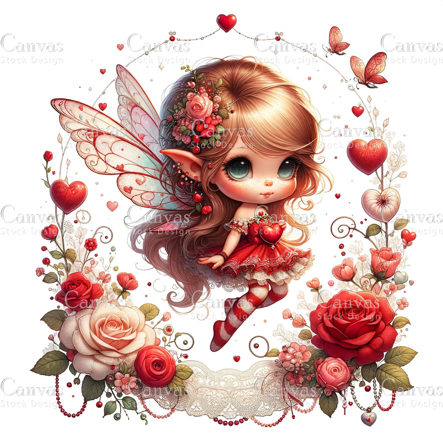 Watercolor Valentines fairy clipart, Spring clipart, Fairy printables, Fantasy clipart, Valentines crafts, Valentines clipart