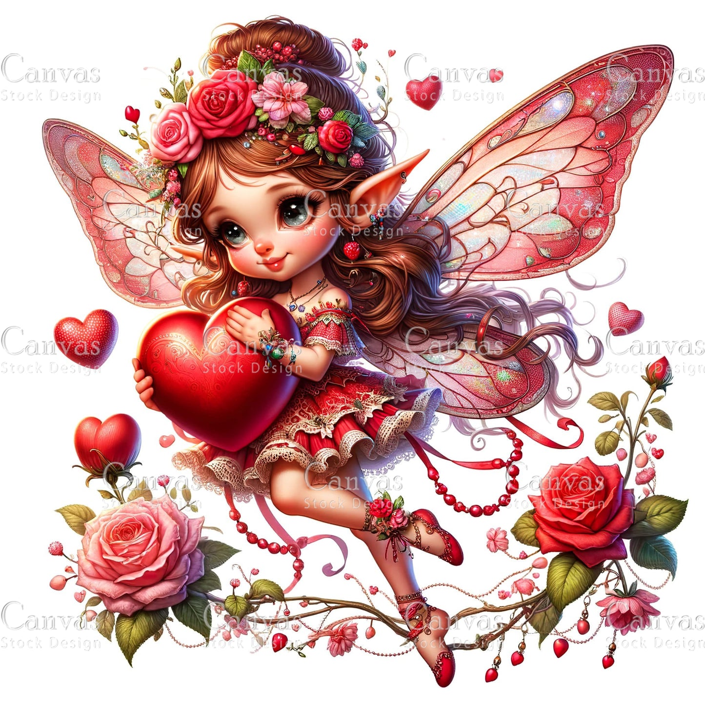 Watercolor Valentines fairy clipart, Spring clipart, Fairy printables, Fantasy clipart, Valentines crafts, Valentines clipart