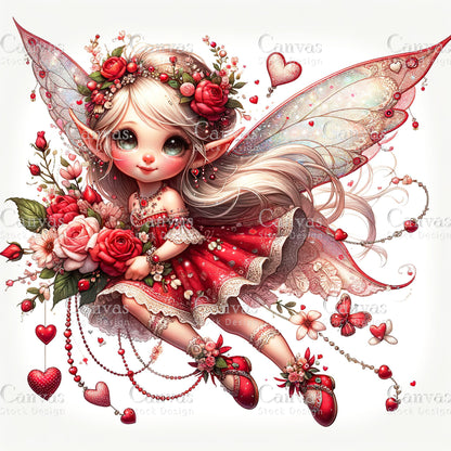 Watercolor Valentines fairy clipart, Spring clipart, Fairy printables, Fantasy clipart, Valentines crafts, Valentines clipart