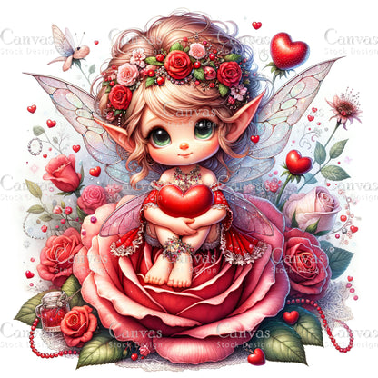 Watercolor Valentines fairy clipart, Spring clipart, Fairy printables, Fantasy clipart, Valentines crafts, Valentines clipart