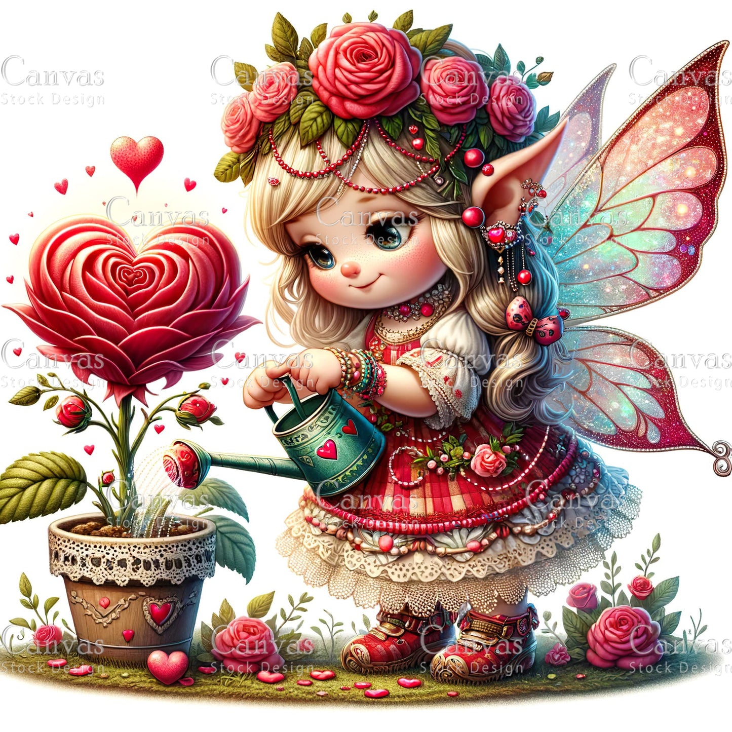 Watercolor Valentines fairy clipart, Spring clipart, Fairy printables, Fantasy clipart, Valentines crafts, Valentines clipart