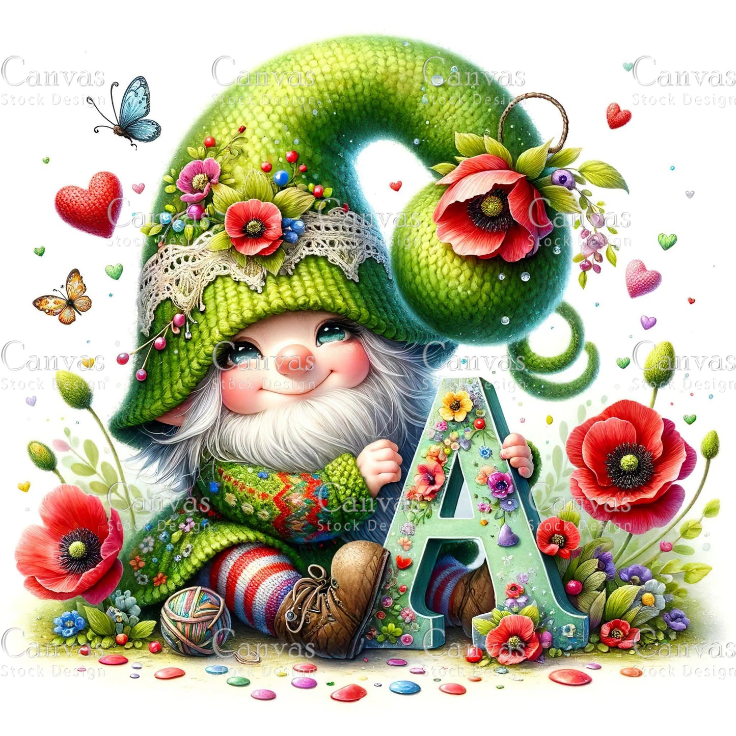 Watercolor Garden Gnome, Flower Gnome, Summer Gnome, Elf Clipart, Spring Clipart, Watercolour Clipart, Fantasy Clipart