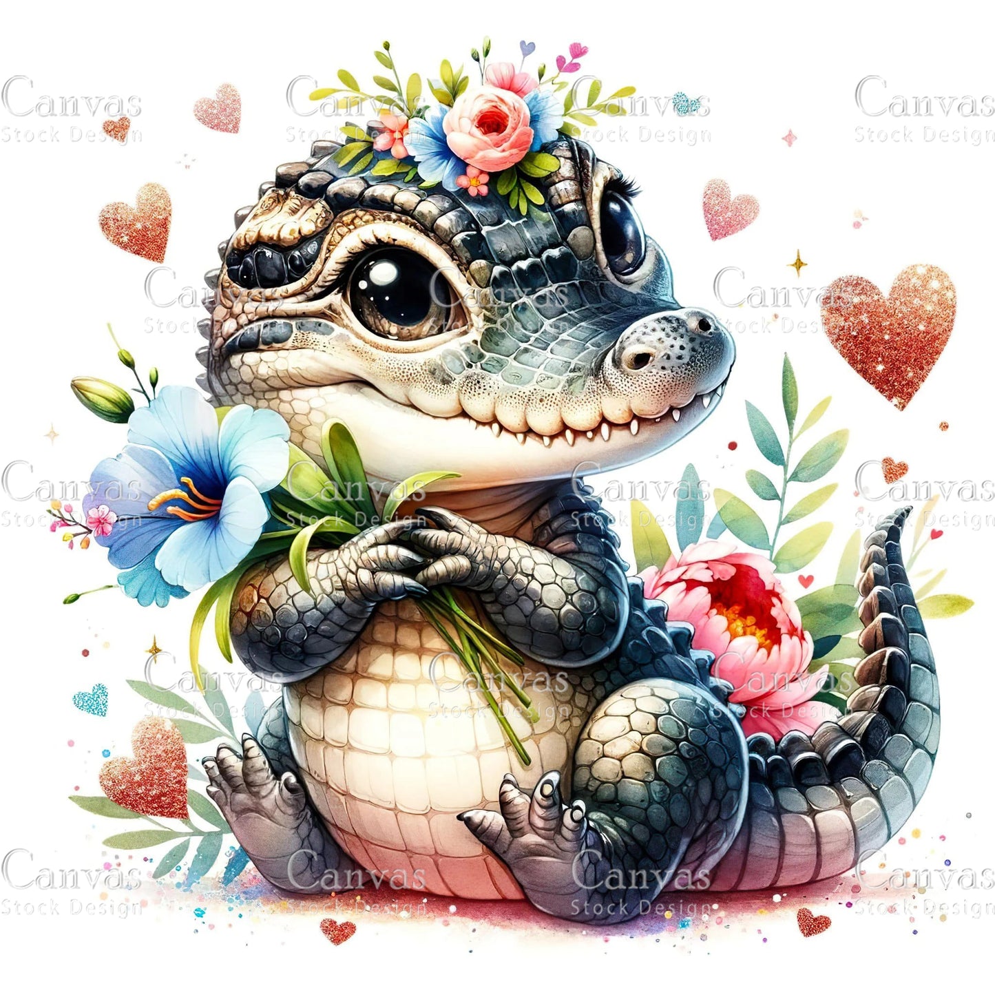 Watercolour Crocodile, Baby Animals, Animal Clipart, Watercolor Animals, Animal Stickers, Summer Clipart, Fantasy Clipart