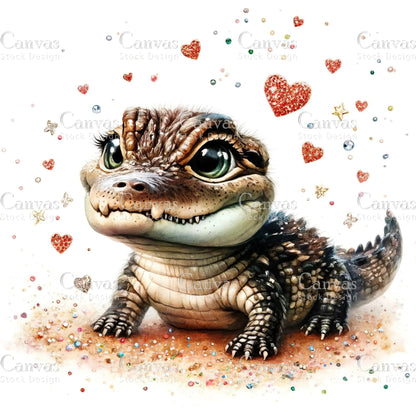 Watercolour Crocodile, Baby Animals, Animal Clipart, Watercolor Animals, Animal Stickers, Summer Clipart, Fantasy Clipart