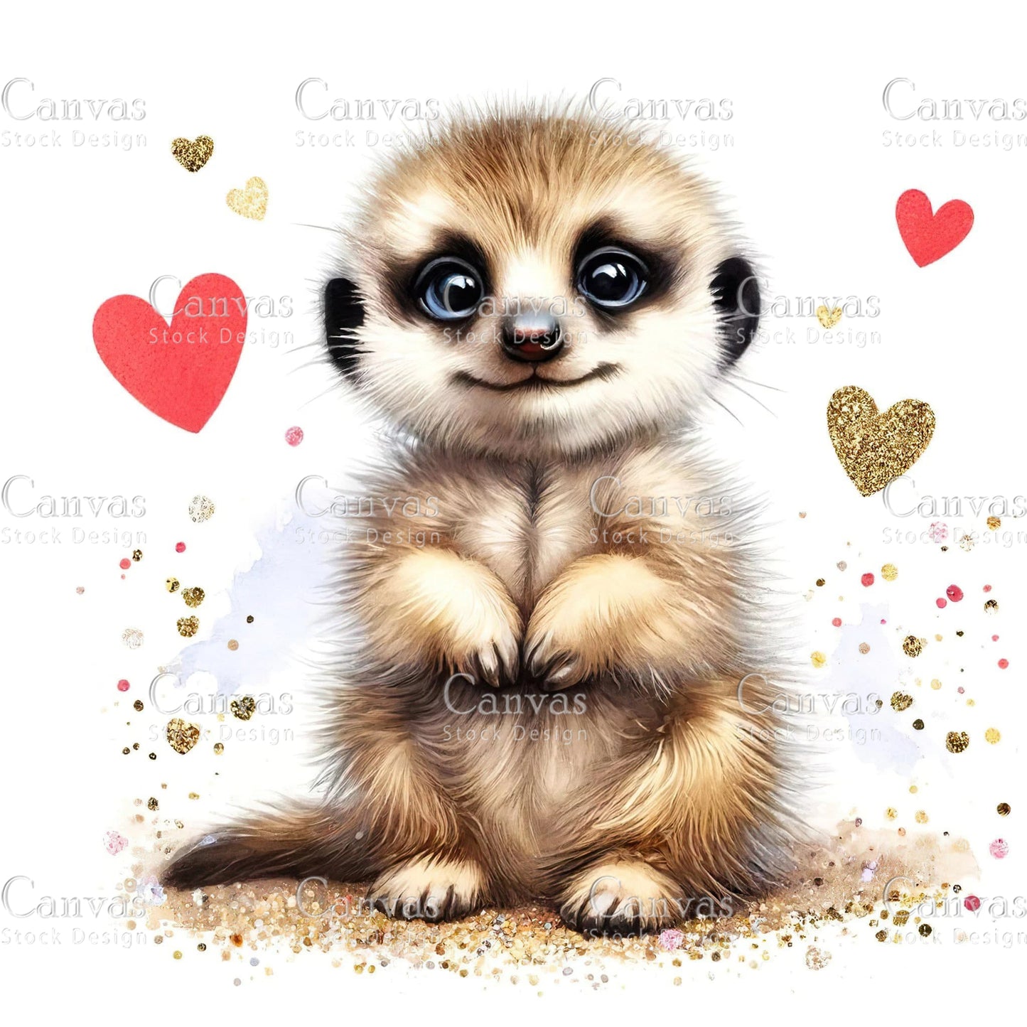 Watercolour Meerkat, Baby Animals, Animal Clipart, Watercolor Animals, Animal Stickers, Summer Clipart, Fantasy Clipart