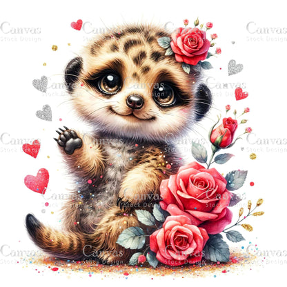 Watercolour Meerkat, Baby Animals, Animal Clipart, Watercolor Animals, Animal Stickers, Summer Clipart, Fantasy Clipart