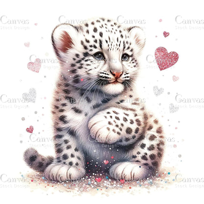 Watercolour White Leopard Clipart, Baby Animals, Animal Clipart, Watercolor Animals, Animal Stickers, Summer Clipart, Fantasy Clipart