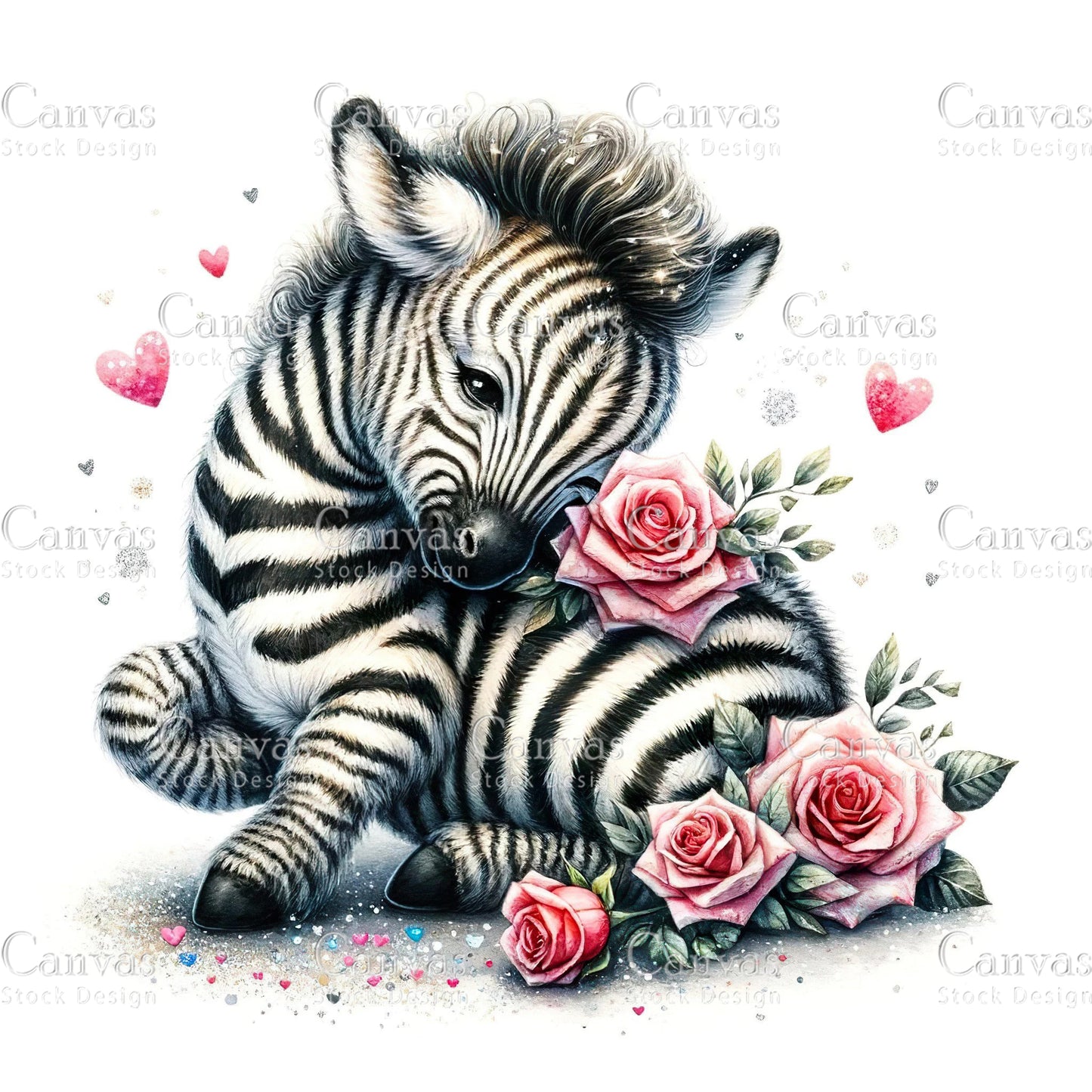 Watercolour Zebra, Zebra Clipart, Spring Clipart, Summer Clipart, Animal Clipart, Watercolor Animal, Animal Stickers, Fantasy Clipart