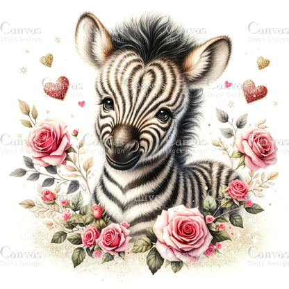 Watercolour Zebra, Zebra Clipart, Spring Clipart, Summer Clipart, Animal Clipart, Watercolor Animal, Animal Stickers, Fantasy Clipart