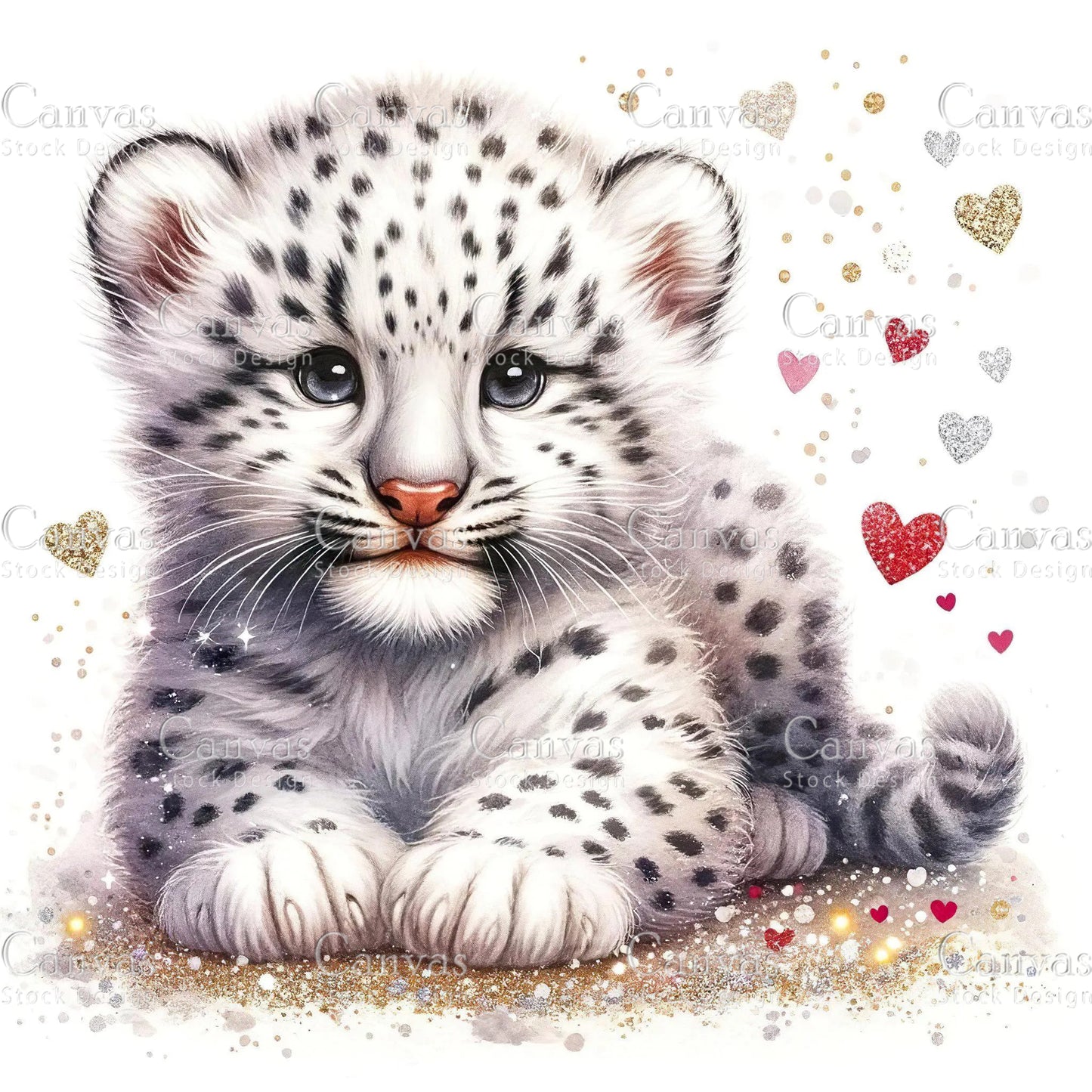 Watercolour White Leopard Clipart, Baby Animals, Animal Clipart, Watercolor Animals, Animal Stickers, Summer Clipart, Fantasy Clipart