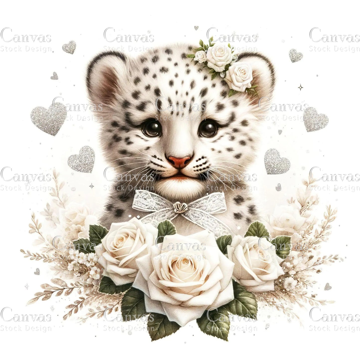 Watercolour White Leopard Clipart, Baby Animals, Animal Clipart, Watercolor Animals, Animal Stickers, Summer Clipart, Fantasy Clipart