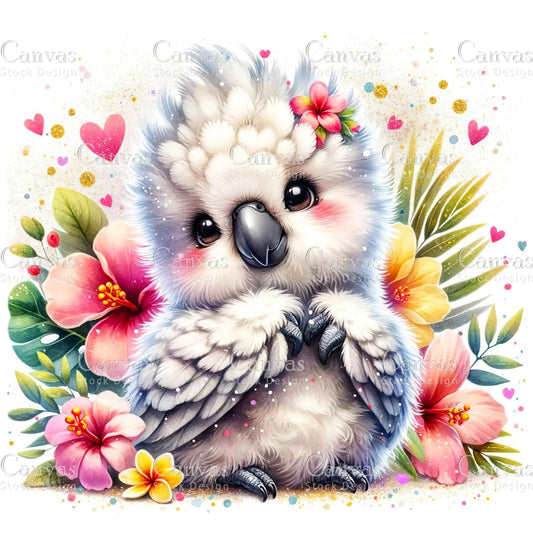 Watercolour Parrot Clipart, Baby Animals, Animal Clipart, Watercolor Animals, Animal Stickers, Summer Clipart, Fantasy Clipart