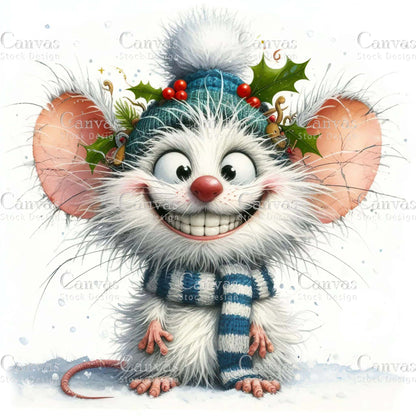 Christmas mouse, Watercolour Christmas clipart, Christmas bundle, Watercolor animals, Winter clipart, Christmas invitation