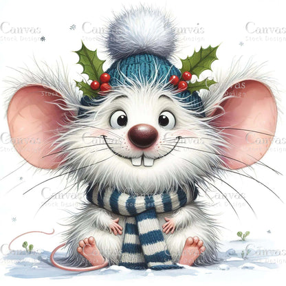 Christmas mouse, Watercolour Christmas clipart, Christmas bundle, Watercolor animals, Winter clipart, Christmas invitation